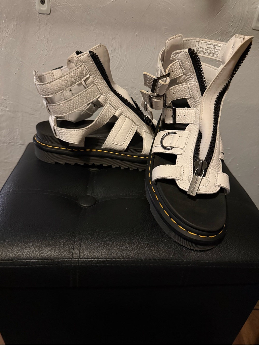 Size 10 White Kids Gladiator Sandal with Front Zip